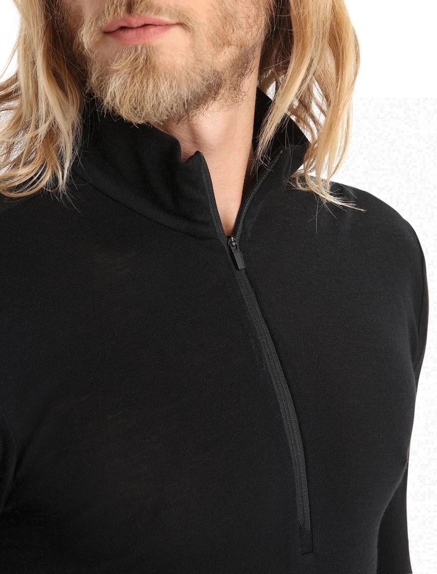 Black Icebreaker Merino 175 Everyday Long Sleeve Half Zip Thermal Top Men's Base Layers | AU 1371VRWD